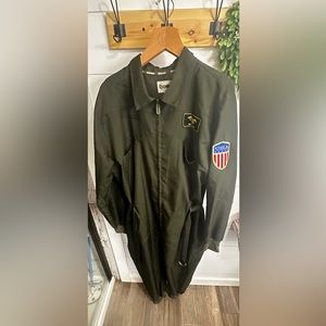 Tipsy Elves pilot costume army green with flag patch zippered front size xl belt